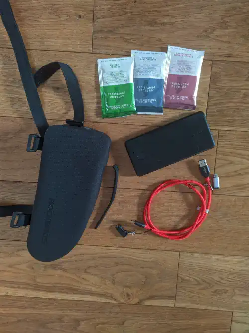 Top tube bag and contents